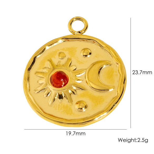 Jewelry Accessories Stainless Steel Retro Simple Geometric Electroplating White Shellfish Natural Stone Zircon Necklace Pendant