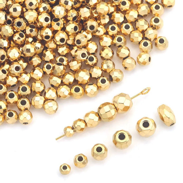 Jewelry Accessories Stainless Steel Round Beads Titanium Steel Arc Beads Vacuum Gold Plated