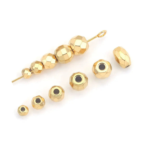 Jewelry Accessories Stainless Steel Round Beads Titanium Steel Arc Beads Vacuum Gold Plated