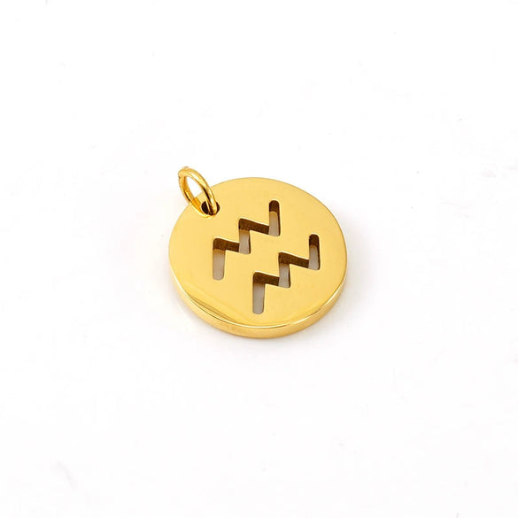 Jewelry Accessories Stainless Steel Round Cut Out Constellation Pendant For Diy Necklace Bracelet Electroplating