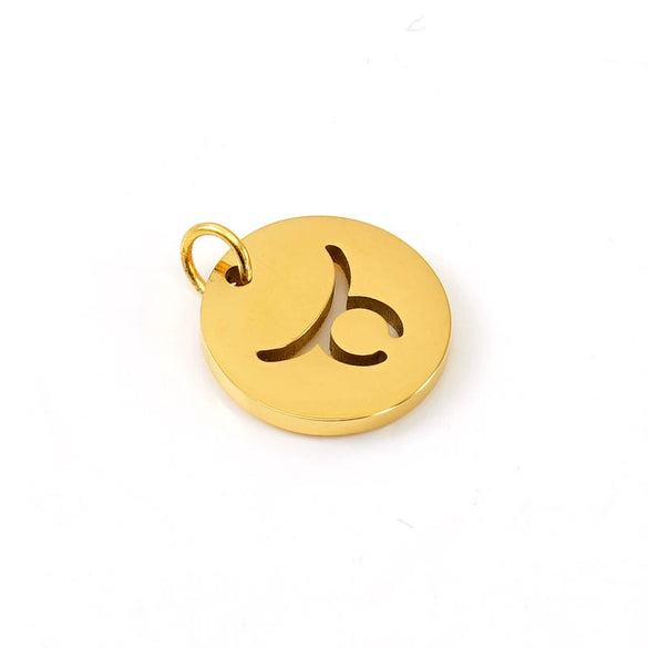 Jewelry Accessories Stainless Steel Round Cut Out Constellation Pendant For Diy Necklace Bracelet Electroplating