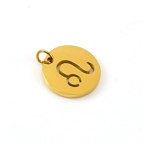 Jewelry Accessories Stainless Steel Round Cut Out Constellation Pendant For Diy Necklace Bracelet Electroplating