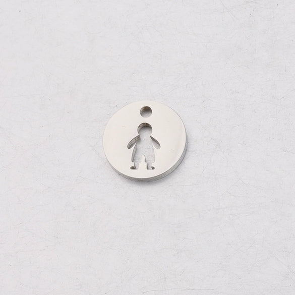 Jewelry Accessories Stainless Steel Round Hollow Humanshaped Fine Polishing Glossy Pendant For Boys And Girls