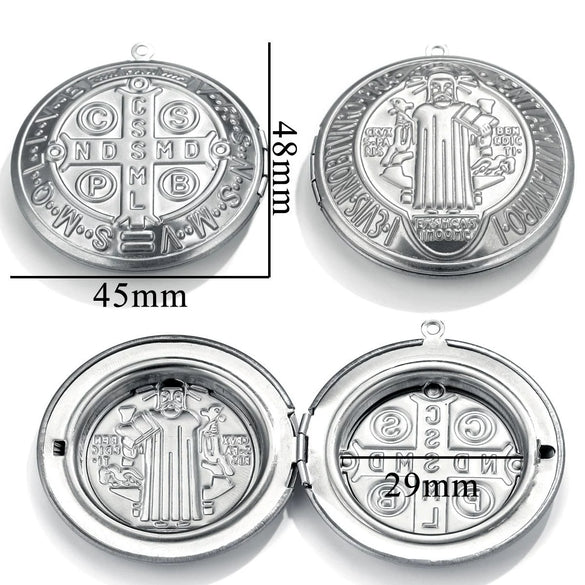 Jewelry Accessories Stainless Steel Round Photo Box Pendant Vintage Embossed Pattern 18K Electroplated