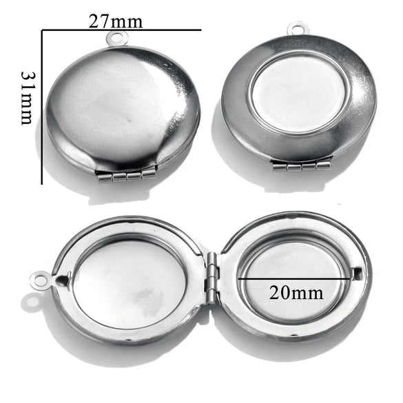 Jewelry Accessories Stainless Steel Round Photo Box Pendant Vintage Embossed Pattern 18K Electroplated