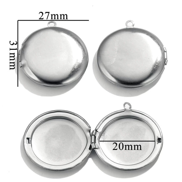 Jewelry Accessories Stainless Steel Round Photo Box Pendant Vintage Embossed Pattern 18K Electroplated