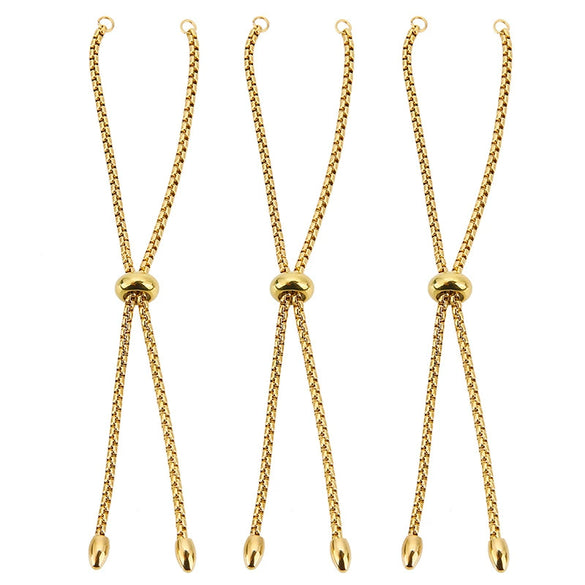 Jewelry Accessories Stainless Steel Rubber Bead Adjustable Chain 18K Vacuum Plated Square Pearl Retractable Tail Chain Electroplated