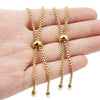 Jewelry Accessories Stainless Steel Rubber Bead Adjustable Chain 18K Vacuum Plated Square Pearl Retractable Tail Chain Electroplated