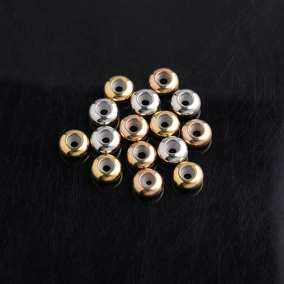 Jewelry Accessories Stainless Steel Rubber Ring Positioning Beads Smooth Geometric Electroplated Bracelet Diy