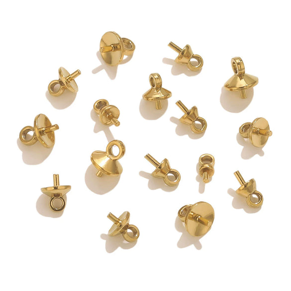 Jewelry Accessories Stainless Steel Vacuum Goldplated Round Bead Cap Pearl Pendant Sheep Eye Cap