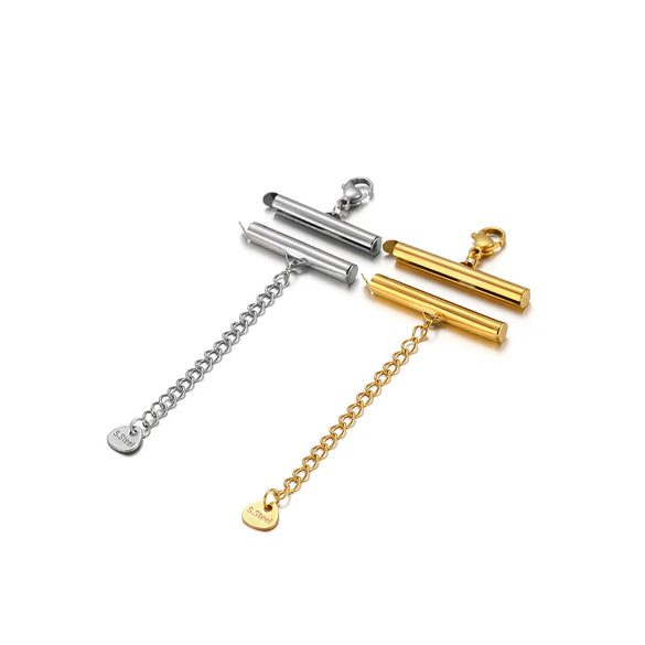 Jewelry Accessories Stainless Steel Vacuum Plated Bead Chain Pipe Buckle Connector Glossy Geometric Literary And Artistic