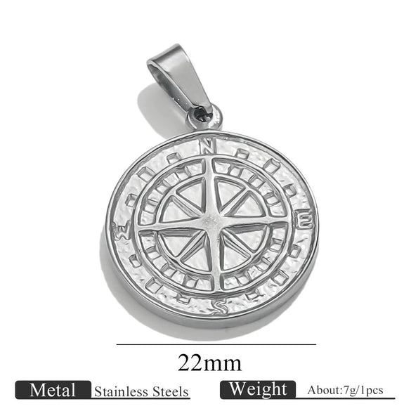 Jewelry Accessories Stainless Steel Vacuum Plating Star Moon Casting Round Pendant