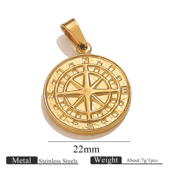 Jewelry Accessories Stainless Steel Vacuum Plating Star Moon Casting Round Pendant