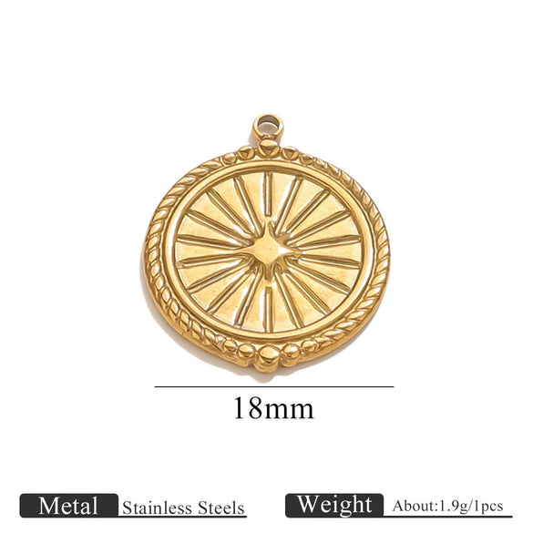 Jewelry Accessories Stainless Steel Vacuum Plating Star Moon Casting Round Pendant