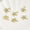 Jewelry Accessories Starfish Pendant Copper Electroplated Inlaid Zircon Turquoise Blue Handmade