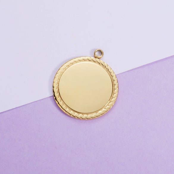 Jewelry Accessories Titanium Steel Geometric Round Glossy Laser Pendant Electroplated