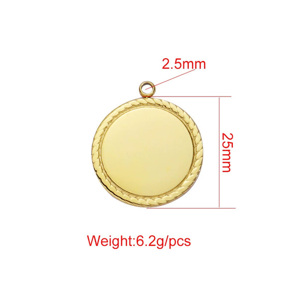 Jewelry Accessories Titanium Steel Geometric Round Glossy Laser Pendant Electroplated