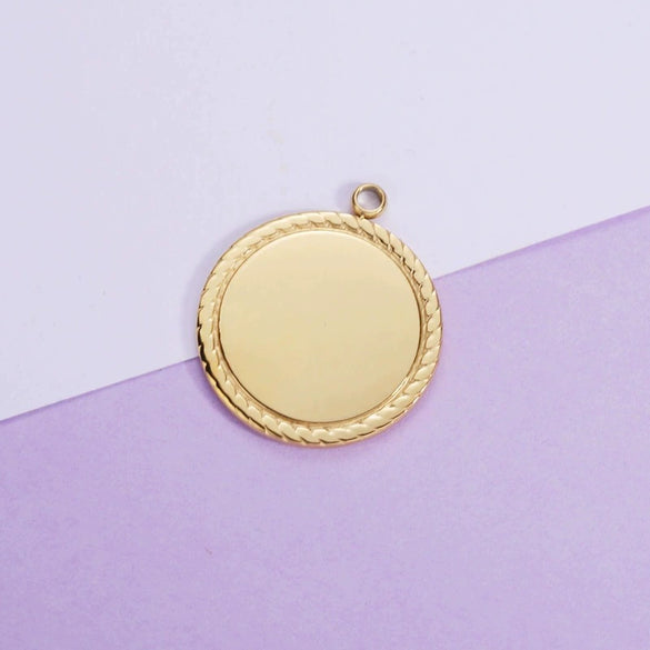 Jewelry Accessories Titanium Steel Geometric Round Glossy Laser Pendant Electroplated