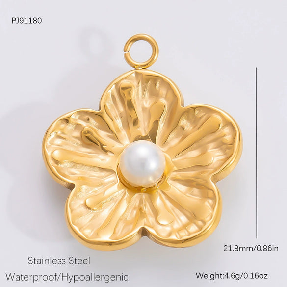 Jewelry Accessories Titanium Steel Heart Pearl Butterfly Love Flowers Minimalist Electroplating Pendant For Women