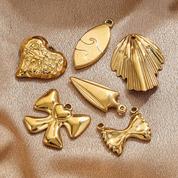 Jewelry Accessories Titanium Steel Pleated Fan Shaped Geometric Pendant With Eight Eyes Pattern And Electroplating Treatment