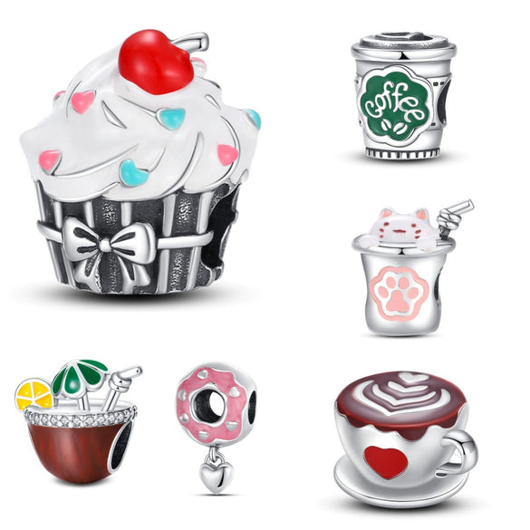 Jewelry Accessories White Copper Silver Plated Dripping Oil Beaded Coffee Cup Beads