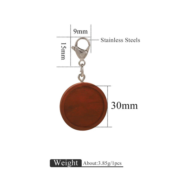 Jewelry Accessories Wood Key Ring With Round Shape And Electroplating Processing