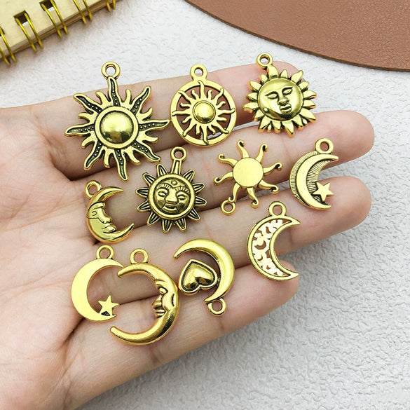 Jewelry Accessories Zinc Alloy Pendant Retro Antique Style Electroplated With Sun Moon Star Pattern