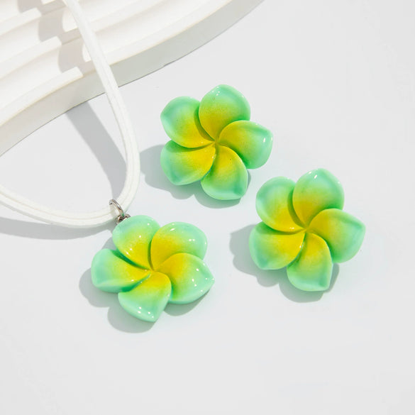 Jewelry Acrylic Dopamine Plum Pendant Necklace With Electroplating Flower Design Clavicle Chain For Women