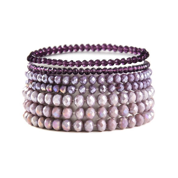 Jewelry Acrylic Geometric Beaded Crystal Elastic Bracelet Set For Women