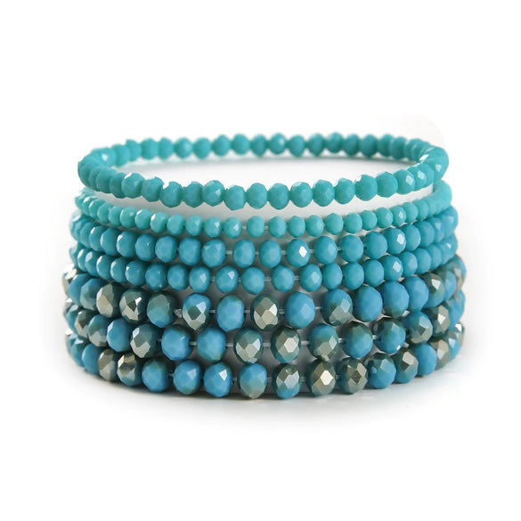 Jewelry Acrylic Geometric Beaded Crystal Elastic Bracelet Set For Women