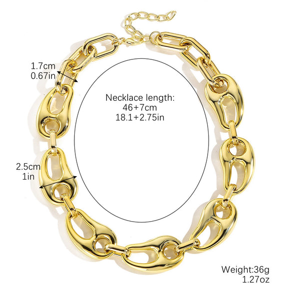 Jewelry Acrylic Geometric Exaggerated Hip Hop Cuban Chain Electroplated Necklace For Women