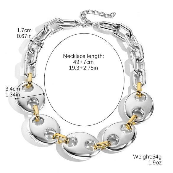 Jewelry Acrylic Geometric Exaggerated Hip Hop Cuban Chain Electroplated Necklace For Women