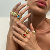 Jewelry Alloy Acrylic Drill Geometric Electroplated Ring For Women And Unisex