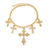 Jewelry Alloy Aluminum Chain Rhinestone Geometric Cross Hip Hop Style Electroplated Necklace For Women