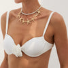 Jewelry Alloy And Imitation Pearl Geometric Starfish Electroplated Multilayer Clavicle Chain For Women
