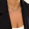 Jewelry Alloy And Rhinestone Geometric Cuban Chain Necklace For Women Punk Style