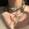 Jewelry Alloy Artificial Crystal Dragonfly Zodiac Geometric Irregular Gravel Multi Layer Necklace For Women Electroplated