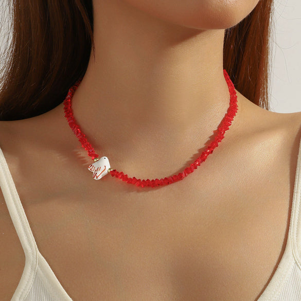 Jewelry Alloy Artificial Crystal Geometric Heart Handmade Pendant Clavicle Chain For Women