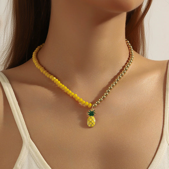 Jewelry Alloy Artificial Crystal Geometric Heart Handmade Pendant Clavicle Chain For Women