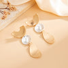 Jewelry Alloy Asymmetrical Geometric Oval Bow Pleated Cut Out Electroplated Earrings For Women