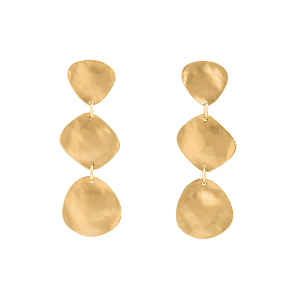 Jewelry Alloy Asymmetrical Geometric Oval Bow Pleated Cut Out Electroplated Earrings For Women