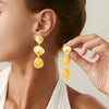 Jewelry Alloy Asymmetrical Geometric Oval Bow Pleated Cut Out Electroplated Earrings For Women