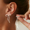 Jewelry Alloy Asymmetrical Geometric Oval Bow Pleated Cut Out Electroplated Earrings For Women