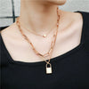 Jewelry Alloy Ball Chain Geometric Lock Love Handmade Necklace Unisex Retro Multilayer Simple Exaggerated