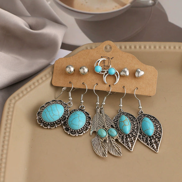 Jewelry Alloy Bohemian Style Geometric Electroplating Tassel With Pendant Earrings Set