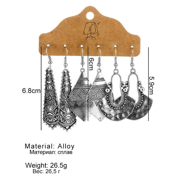 Jewelry Alloy Bohemian Style Geometric Electroplating Tassel With Pendant Earrings Set
