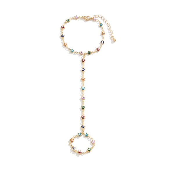 Jewelry Alloy Bohemian Style Geometric Eye Finger Bracelet For Women Electroplated