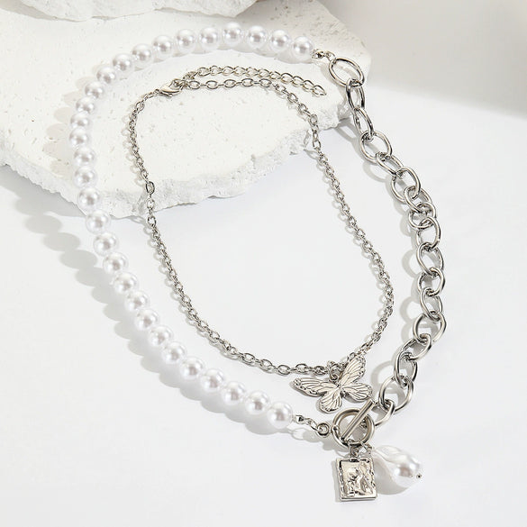 Jewelry Alloy Butterfly Necklace With Electroplating Treatment Featuring Animal Patterns