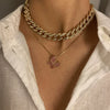 Jewelry Alloy Butterfly Pendant Necklace With Diamond Vintage Geometric Style Cuban Chain Electroplating