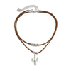 Jewelry Alloy Cactus Geometric Punk Style Electroplating Necklace